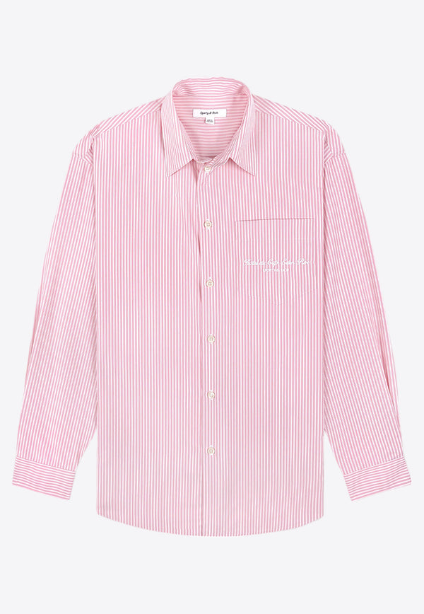 Sporty & Rich Hotel du Cap Cursive Oversized Shirt Pink SI006501651ST64PINK