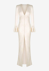 Shona Joy La Lune Frill Cuff Bias Maxi Dress SJ3938_CREAM