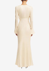 Shona Joy La Lune Frill Cuff Bias Maxi Dress SJ3938_CREAM
