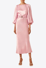 Shona Joy La Lune Belted Midi Dress in Silk SJ3998LIGHT PINK
