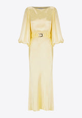 Shona Joy La Lune Belted Midi Dress in Silk SJ3998YELLOW