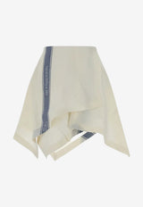 JW Anderson Asymmetric Mini Skirt with Branded Stripe White SK0205-PG1898_WHITE MULT
