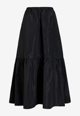 Patou Tiered Maxi A-line Skirt Black SK073-0011BLACK