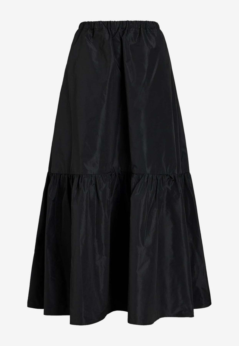 Patou Tiered Maxi A-line Skirt Black SK073-0011BLACK