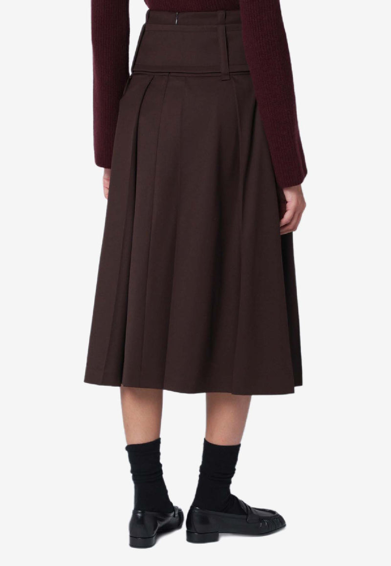 Patou Wide Belt Midi Skirt Brown SK0910103CO/R_PATOU-812B