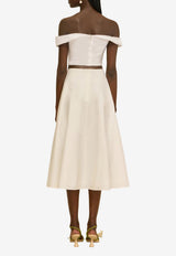 Cult Gaia Ely A-line Poplin Midi Skirt Off-white SK28754CO3123_OFF-WHITE