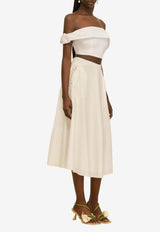 Cult Gaia Ely A-line Poplin Midi Skirt Off-white SK28754CO3123_OFF-WHITE