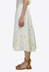 LOVE Binetti Carla Floral Midi Skirt White SK325 Carla_NATURAL
