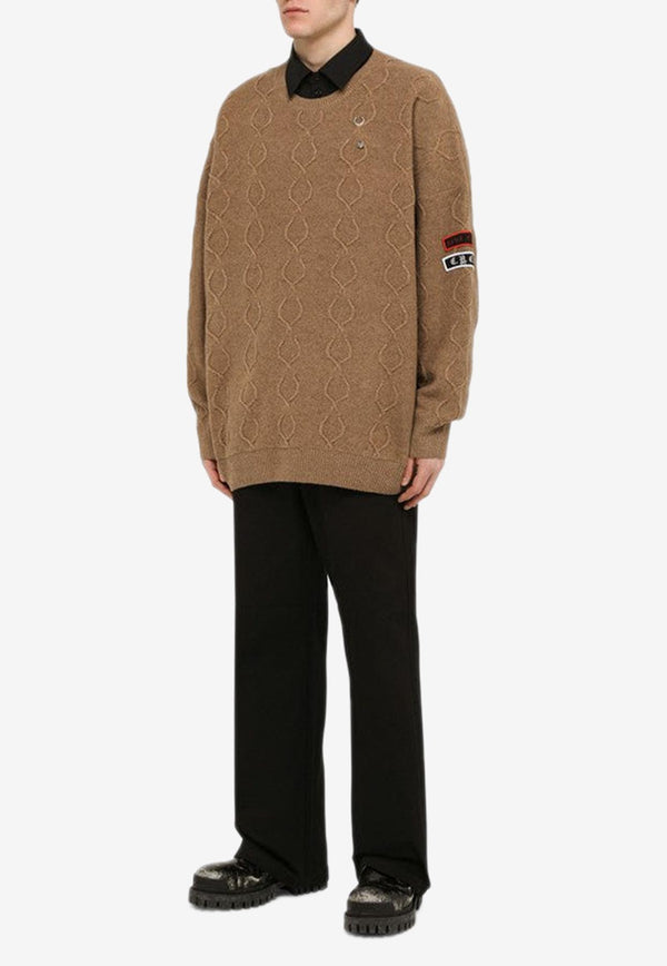 Raf Simons X Fred Perry Textured Knit Oversized Wool Sweater Almond SK4218-45WO/M_FREDP-D83