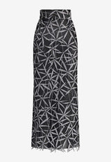Maticevski Ada Glitter-Leaf Pencil Skirt Silver SK5524/24_SILVER