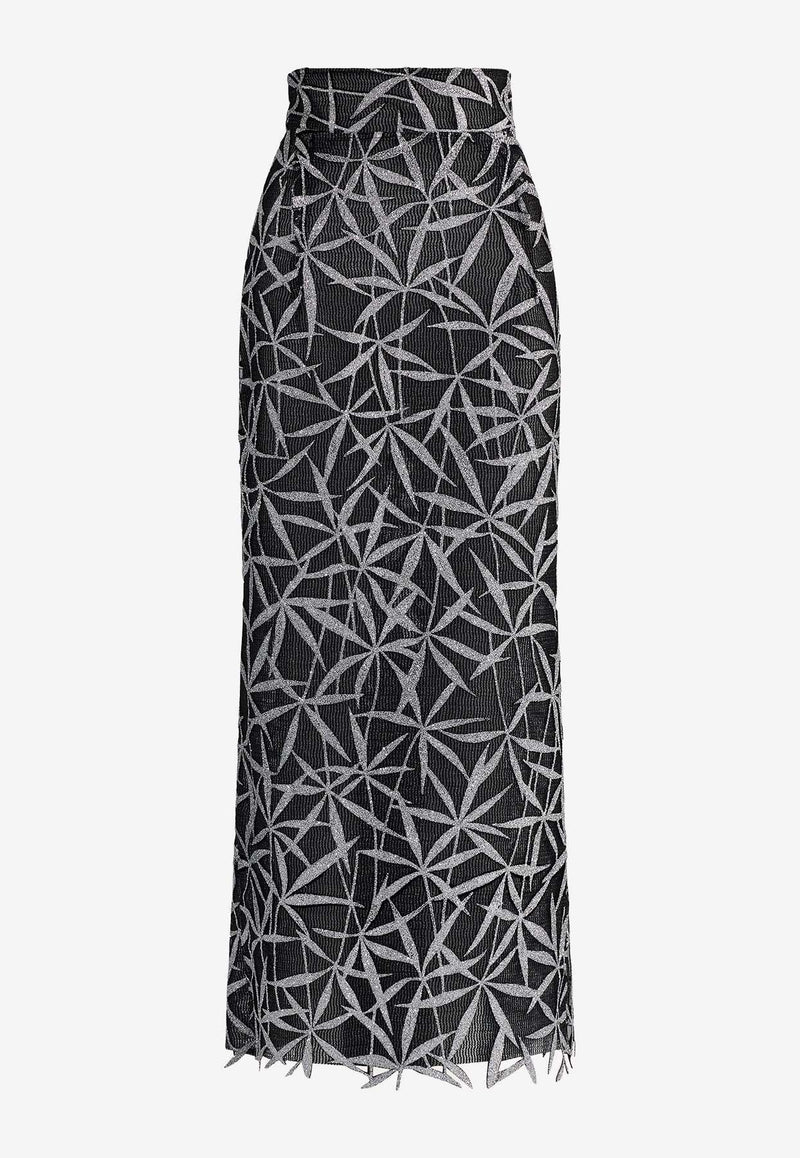 Maticevski Ada Glitter-Leaf Pencil Skirt Silver SK5524/24_SILVER