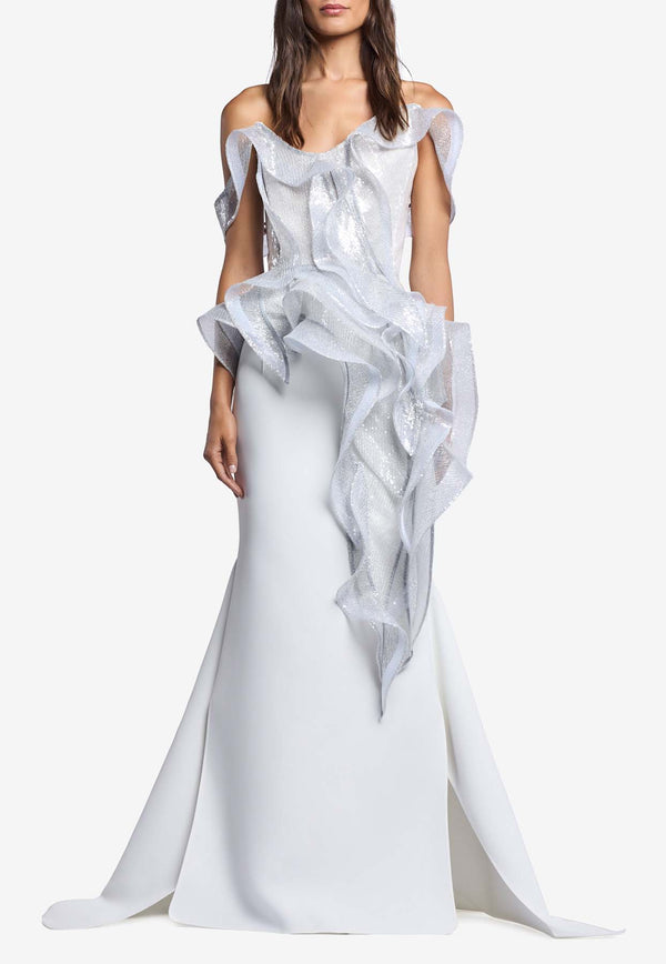 Maticevski Snaking Long Tailored Skirt White SK5572/24_WHITE