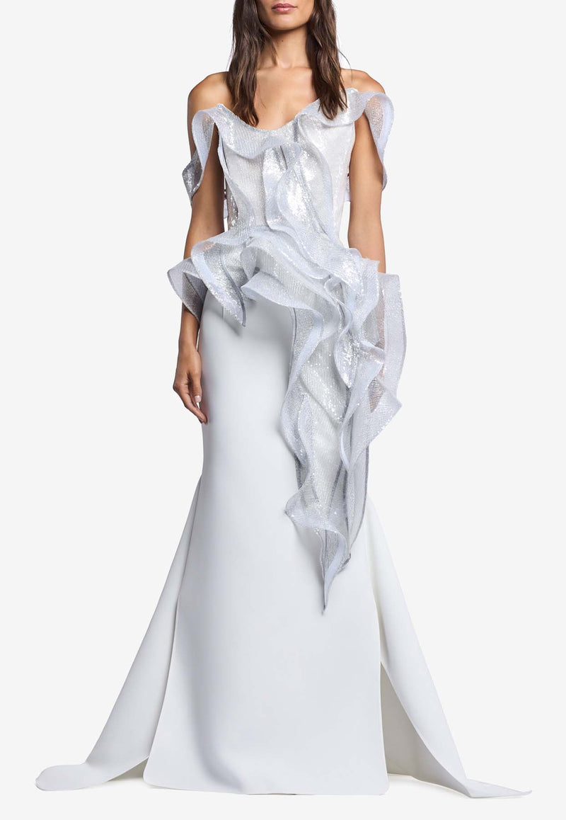 Maticevski Snaking Long Tailored Skirt White SK5572/24_WHITE