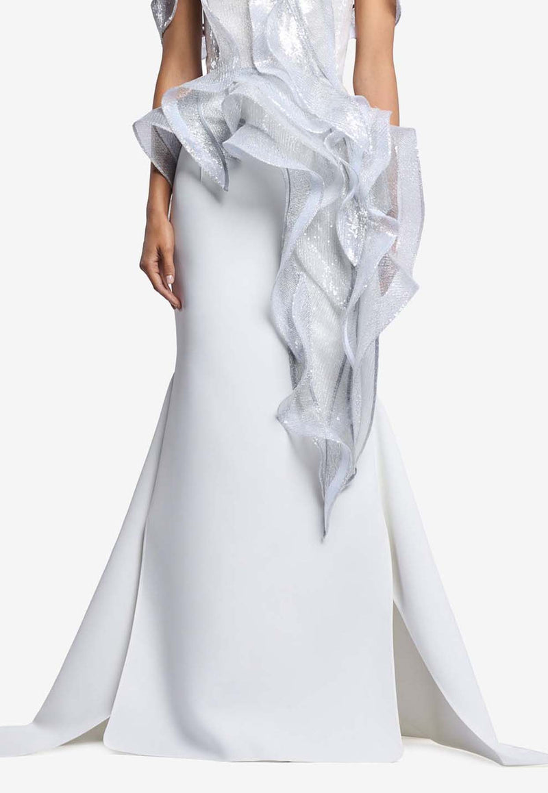 Maticevski Snaking Long Tailored Skirt White SK5572/24_WHITE