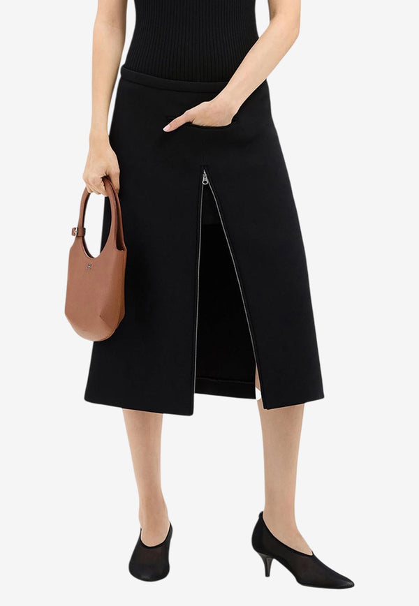 Courrèges Heritage Zip Midi Skirt  Black 324CJU181PL0052_9999
