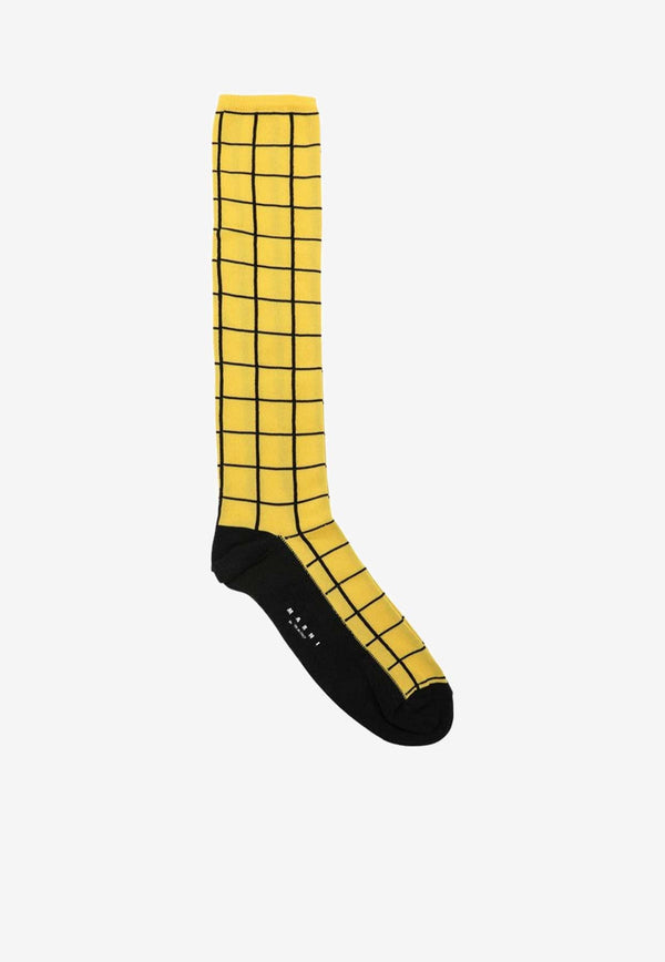 Marni Check Pattern Ankle-Length Socks Yellow SKZC0117Q1UFN220/N_MARNI-CHY56