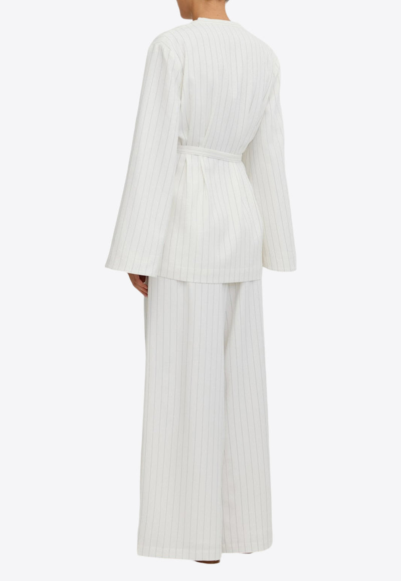 Significant Other Lucy Pinstripe Belted Jacket White SL2407137J-IVORYPINSTRIPEWHITE