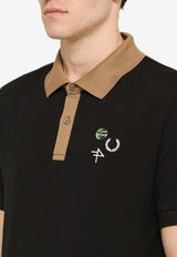 Raf Simons X Fred Perry Contrast Collar Polo T-shirt with Badge Detail Black SM4202-45CO/M_FREDP-102
