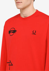 Raf Simons X Fred Perry Logo Print Long-Sleeved T-shirt Red SM4209-45CO/M_FREDP-G74