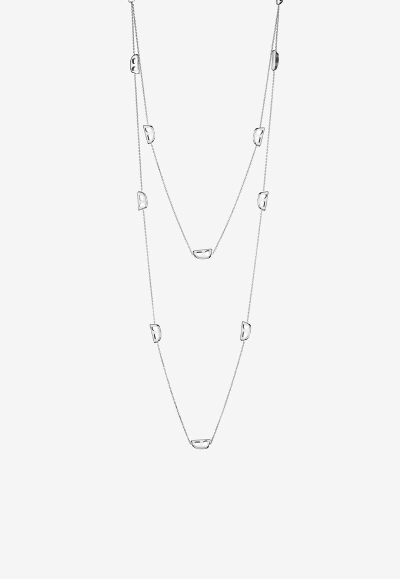 EÉRA Long Chain Stone Necklace Silver SONEPL05U1