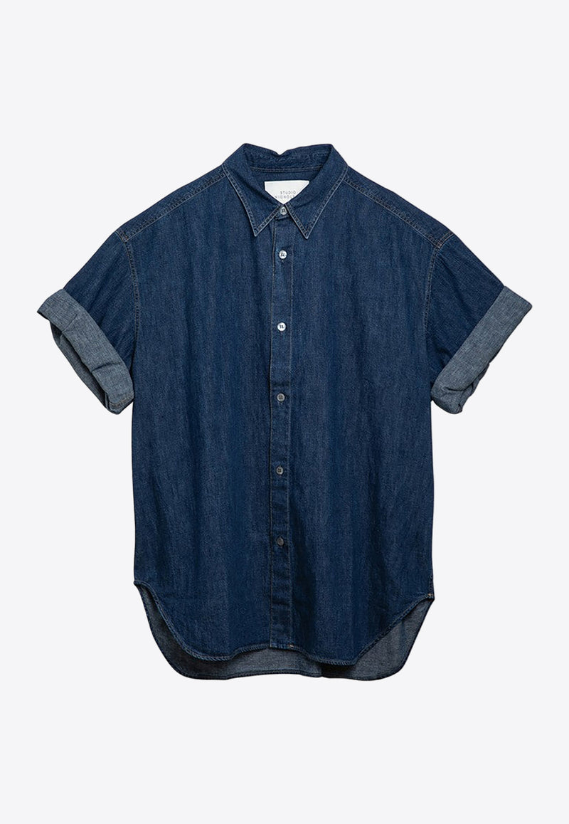 Studio Nicholson Sorono Short-Sleeved Denim Shirt Blue SORONO-883/O_STUNI-IN