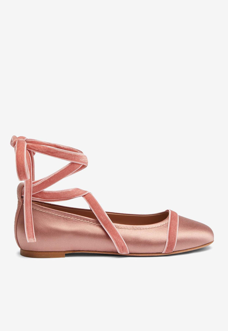 Malone Souliers Spencer Satin Ballet Flats Pink SPENCER5-2PINK