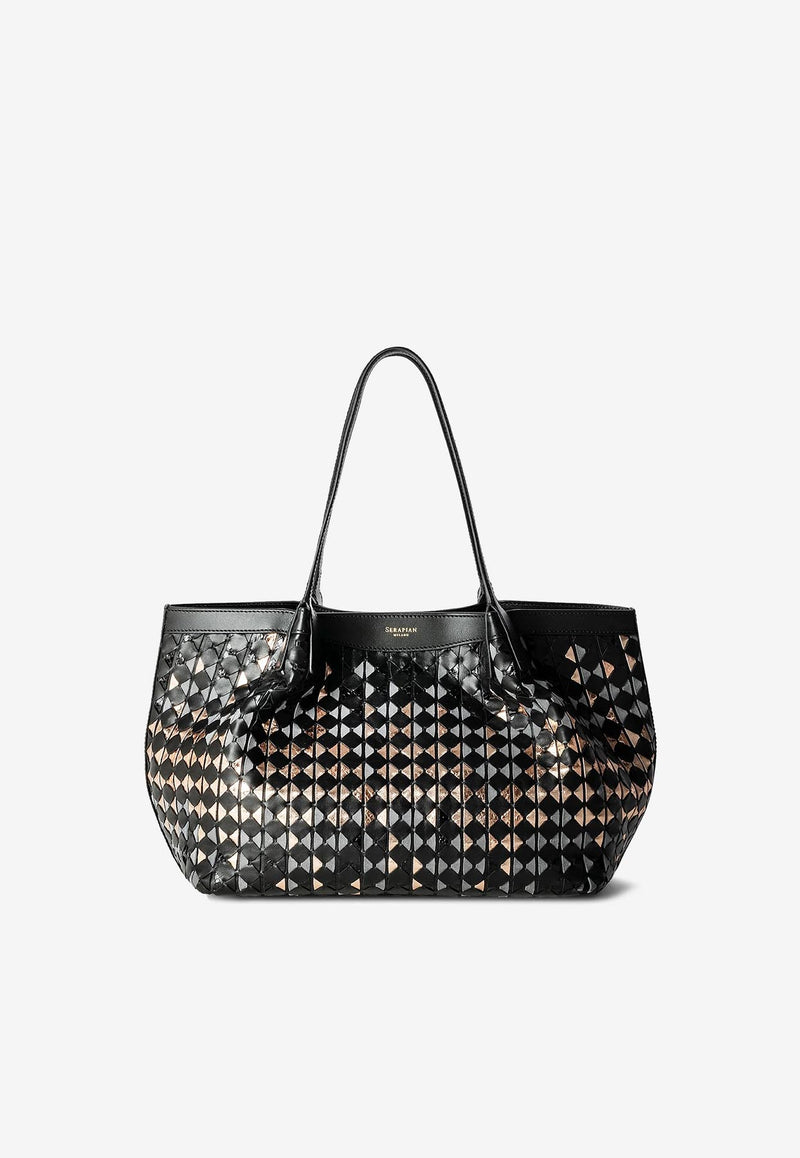 Serapian Small Secret Mosaico Leather Shoulder Bag Black SRMDAWLL684532A330_BLACK