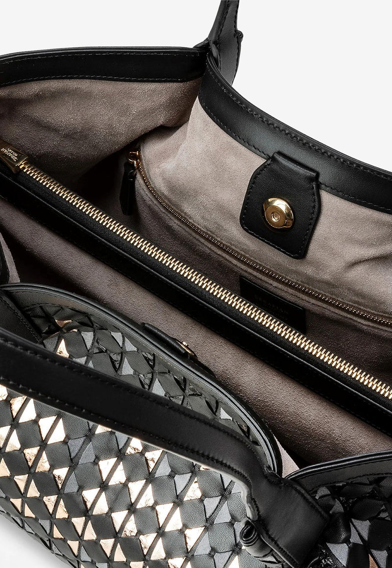 Serapian Small Secret Mosaico Leather Shoulder Bag Black SRMDAWLL684532A330_BLACK