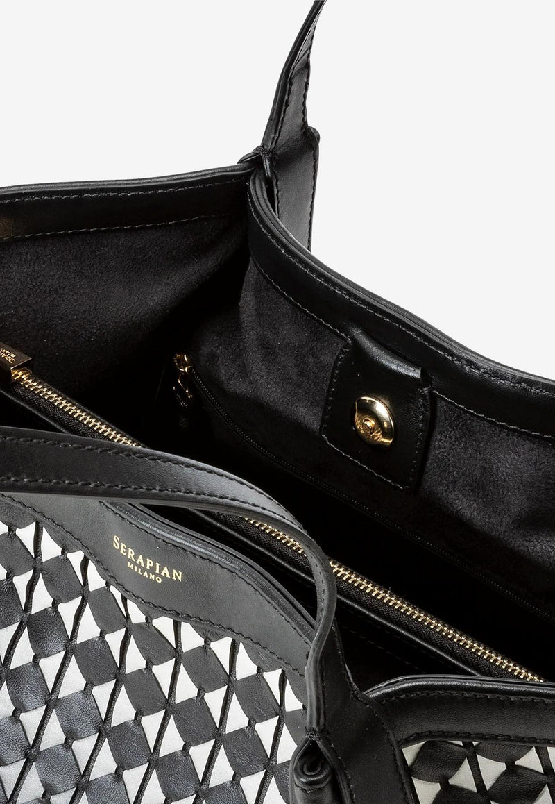 Serapian Small Secret Mosaico Leather Tote Bag Black SRMOSWLL684532A007_BLACK MULTI