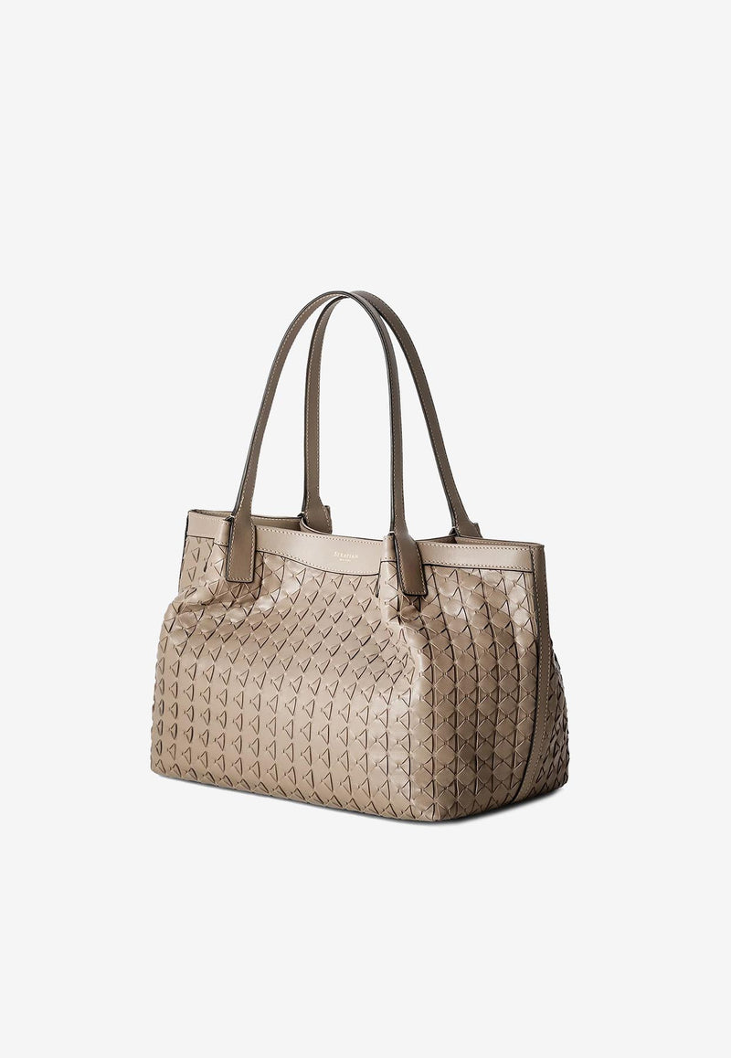 Serapian Small Secret Mosaico Leather Tote Bag Beige SRMOSWLL684532A075_BEIGE