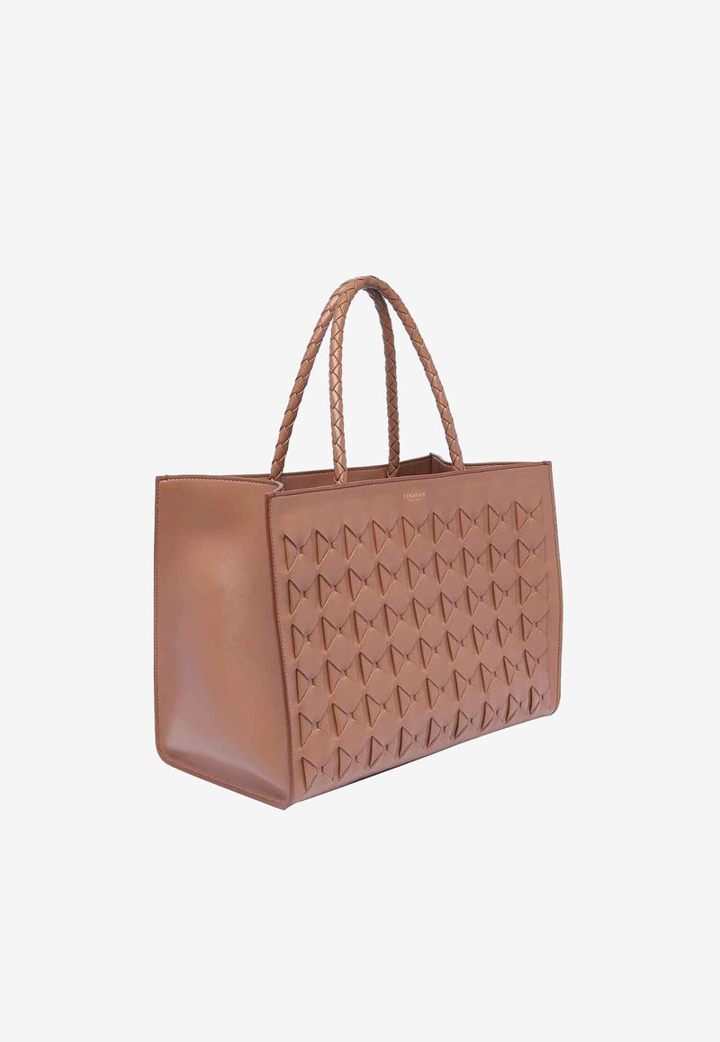Serapian 1928 Mosaico Leather Tote Bag Tan SRMOSWLL726438B119_TAN