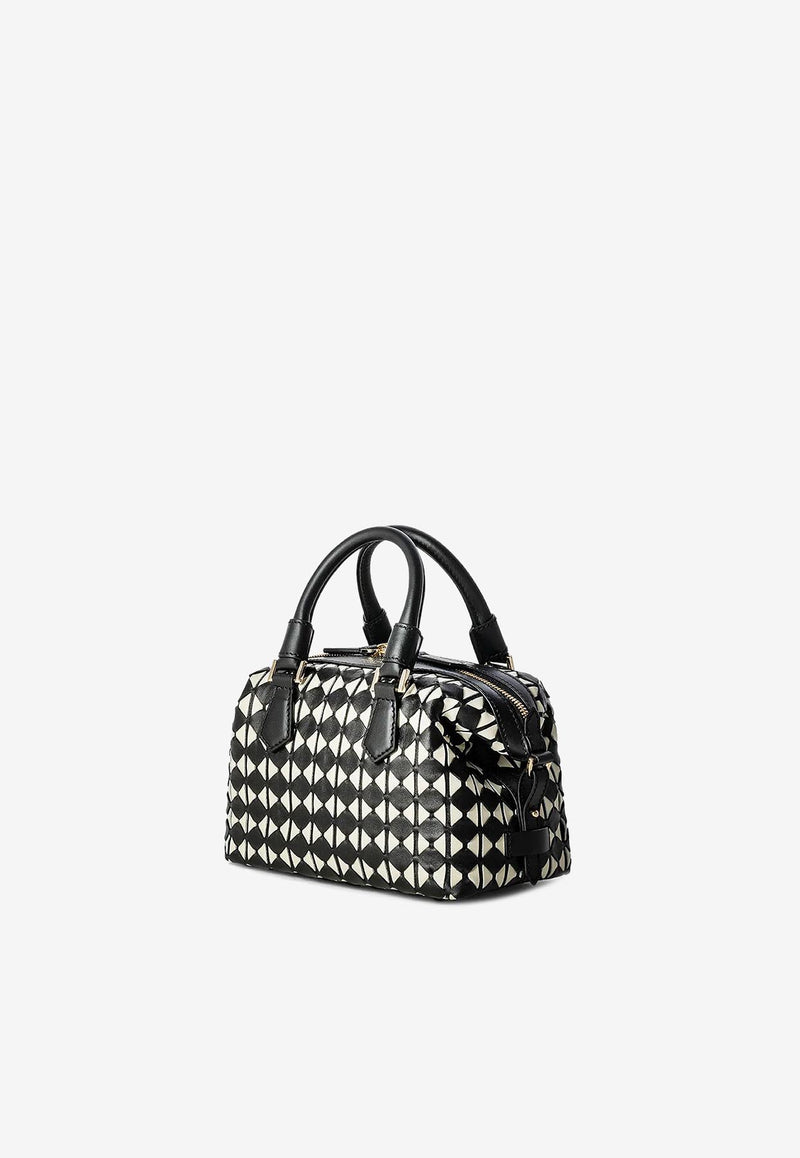 Serapian Mini Anì Mosaico Leather Top Handle Bag Black SRMOSWLL731520ABA6_BLACK WHIT