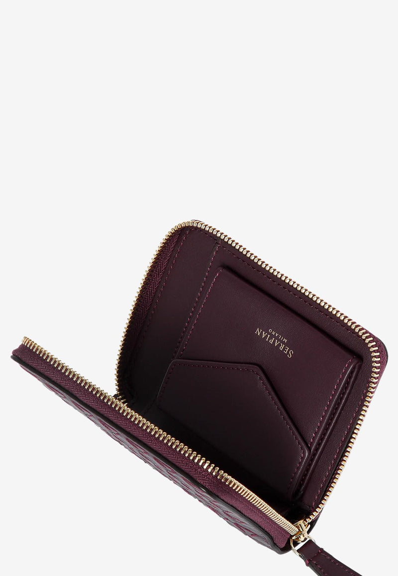 Serapian Mini Mosaico Leather Zip-Around Wallet Purple SRMOSWSL712411K321_PLUM