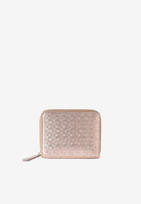 Serapian Mini Metallic Mosaico Leather Zip-Around Wallet Champagne SRMOSWSL712411K323_BEIGE