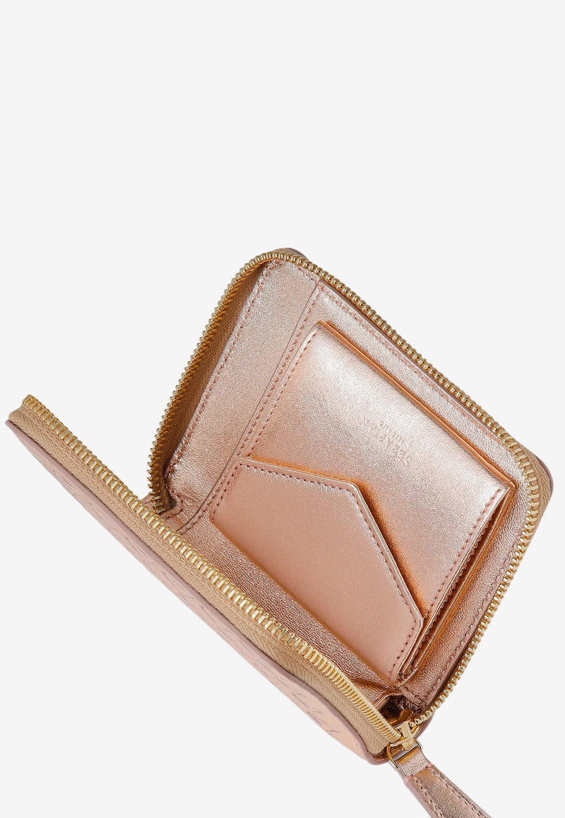 Serapian Mini Metallic Mosaico Leather Zip-Around Wallet Champagne SRMOSWSL712411K323_BEIGE
