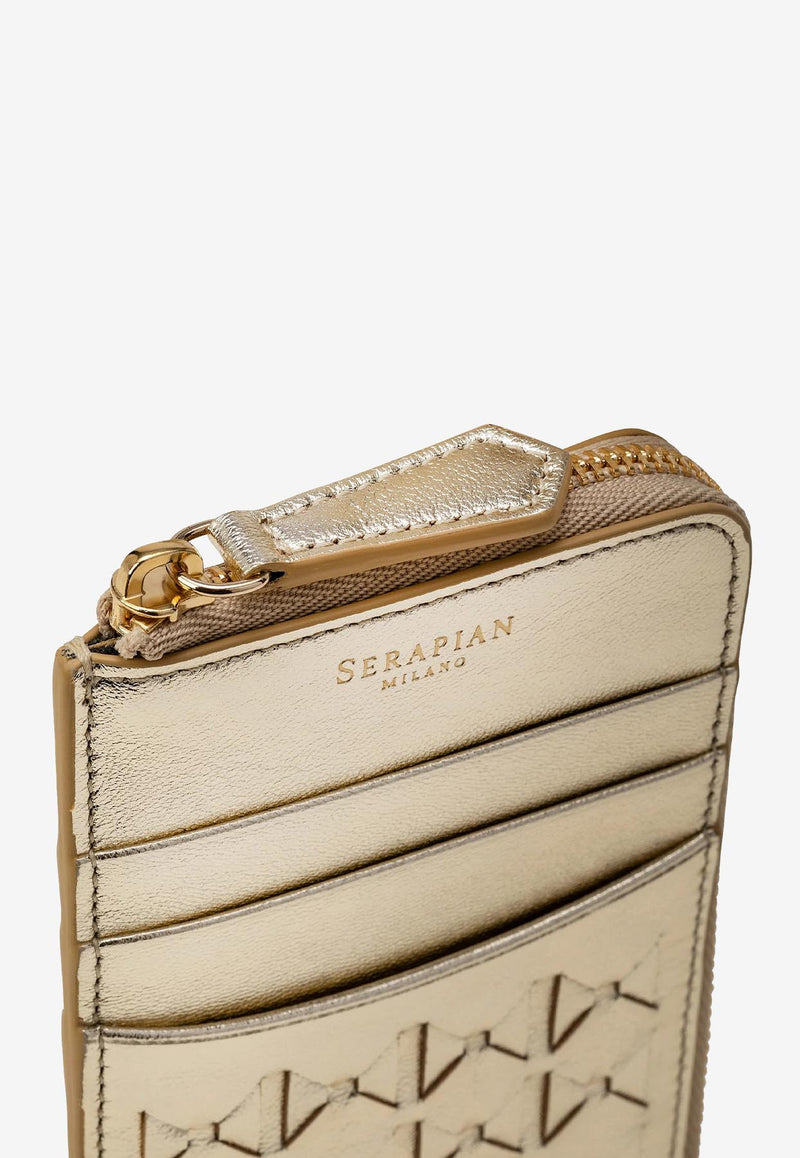 Serapian Metallic Mosaico Leather Zipped Cardholder Gold SRMOSWSL714108K089_GOLD