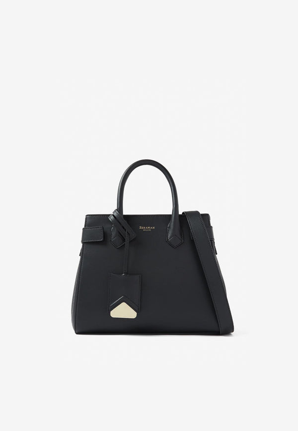 Serapian Meliné Leather Top Handle Bag Black SRSETWLL625326A001_BLACK