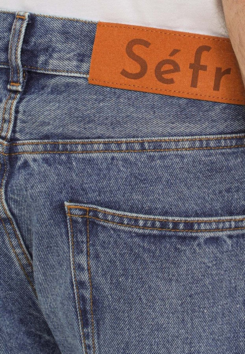 Séfr Logo Patch Washed-Out Jeans Blue SS22STRAIGHTCUTDE/O_SEFR-WW