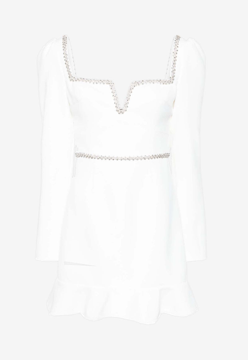 Self-Portrait Diamanté-Embellished Mini Dress White SS24-256S-WWHITE