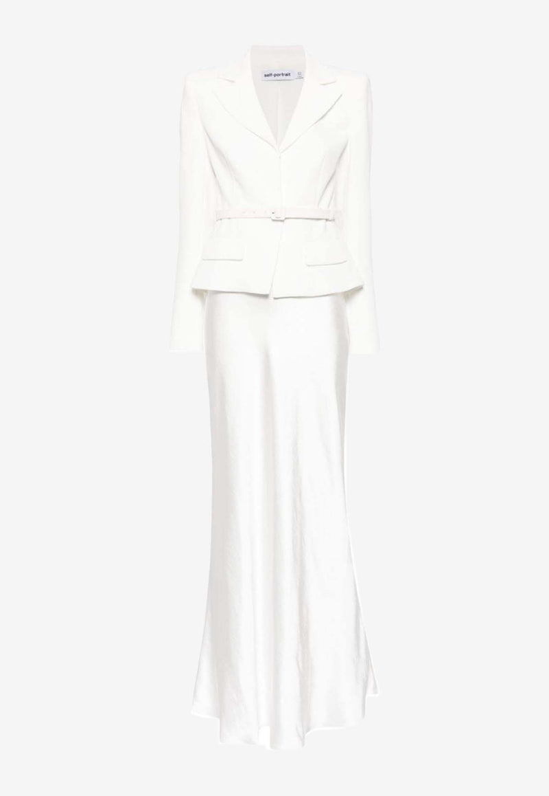 Self-Portrait Tailored Crepe Maxi Dress White SS24-258X-WWHITE