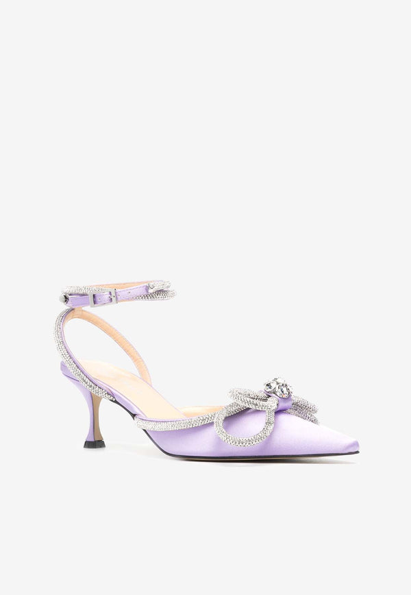 Mach & Mach 65 Double Bow Satin Pumps SS24-S0003-65-CRP-LAVLILAC/LAVENDAR