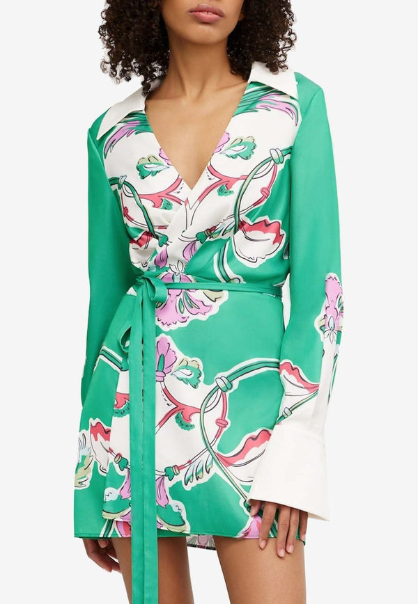 Significant Other Kianna V-neck Printed Mini Dress Multicolor SS240455D-PRT-FLORENCEPRINTGREEN MULTI