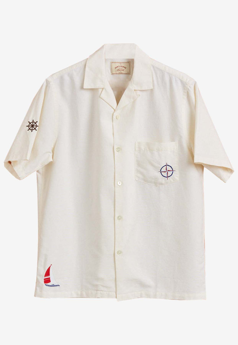 Portuguese Flannel Nautical Embroidery Short-Sleeved Shirt SS24062WHITE