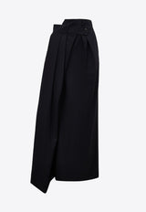 A.W.A.K.E Deconstructed Midi Wool Skirt SS24.S05.ET03.BLACKBLACK