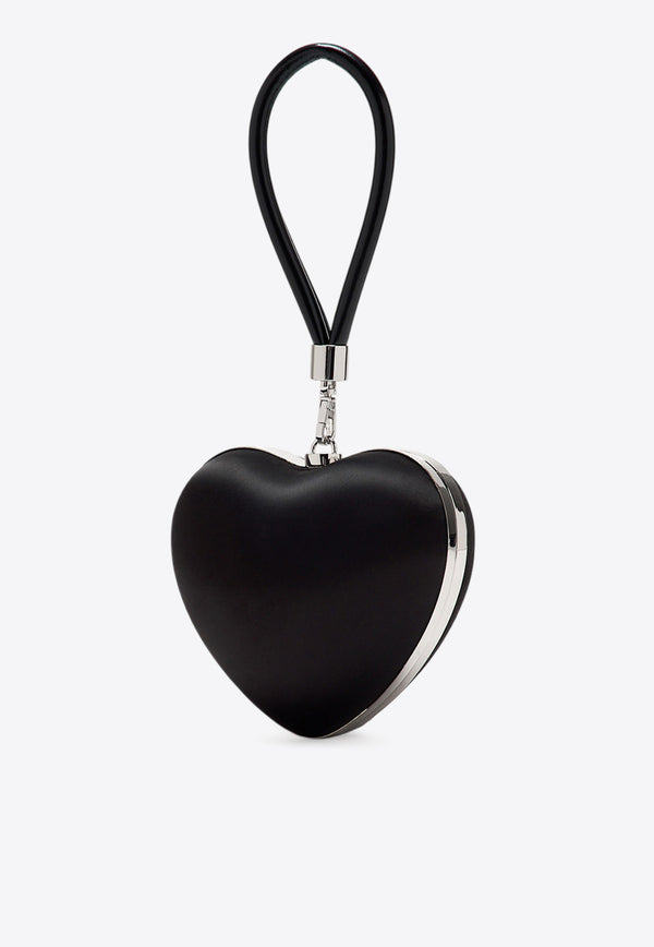 Self-Portrait Crystal Bow Heart Satin Clutch SS25-307B-B_BLACK