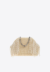 Self-Portrait Raffia Peral Fringe Clutch SS25-321-C_CREAM