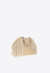 Self-Portrait Raffia Peral Fringe Clutch SS25-321-C_CREAM