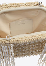 Self-Portrait Raffia Peral Fringe Clutch SS25-321-C_CREAM