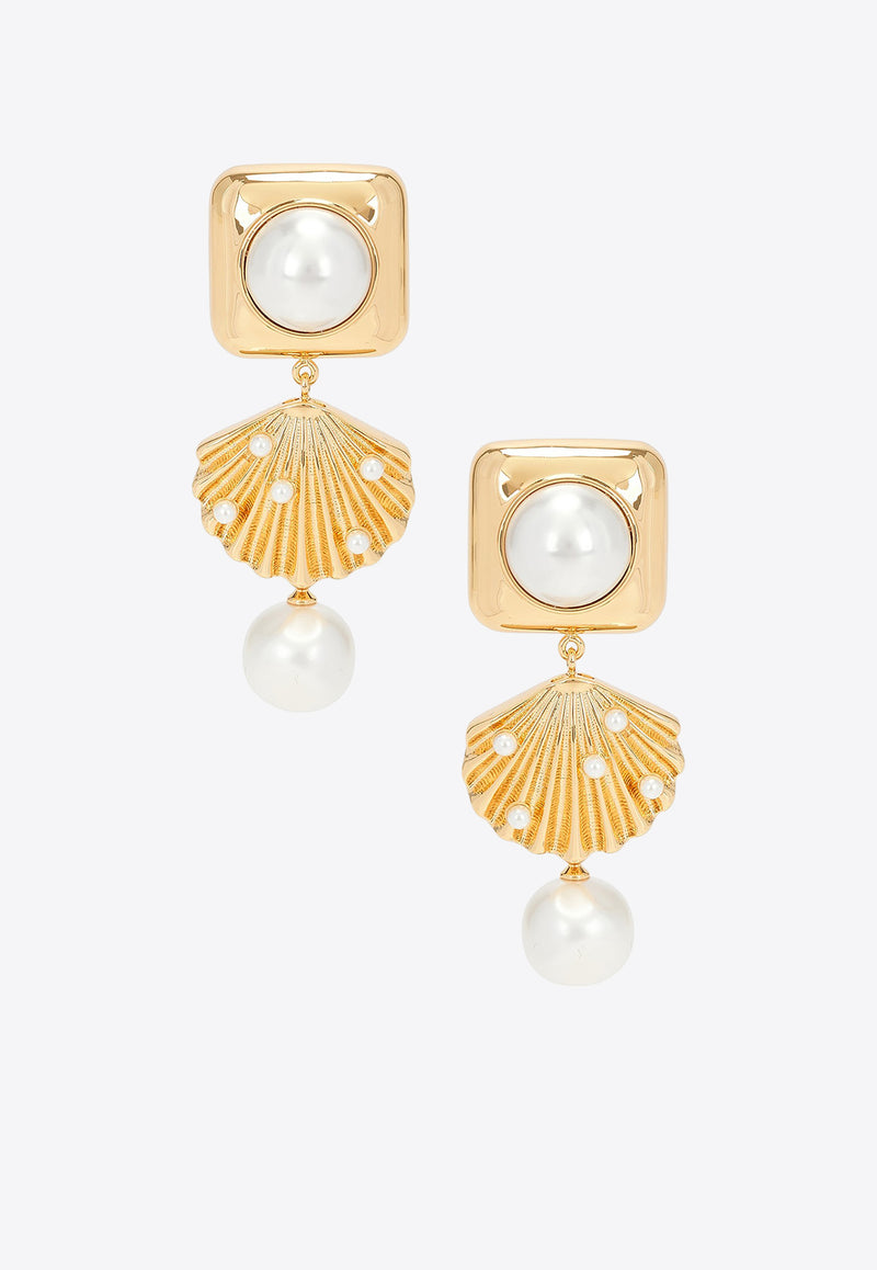 Self-Portrait Pearl Shell Earrings SS25-615E-GD_GOLD