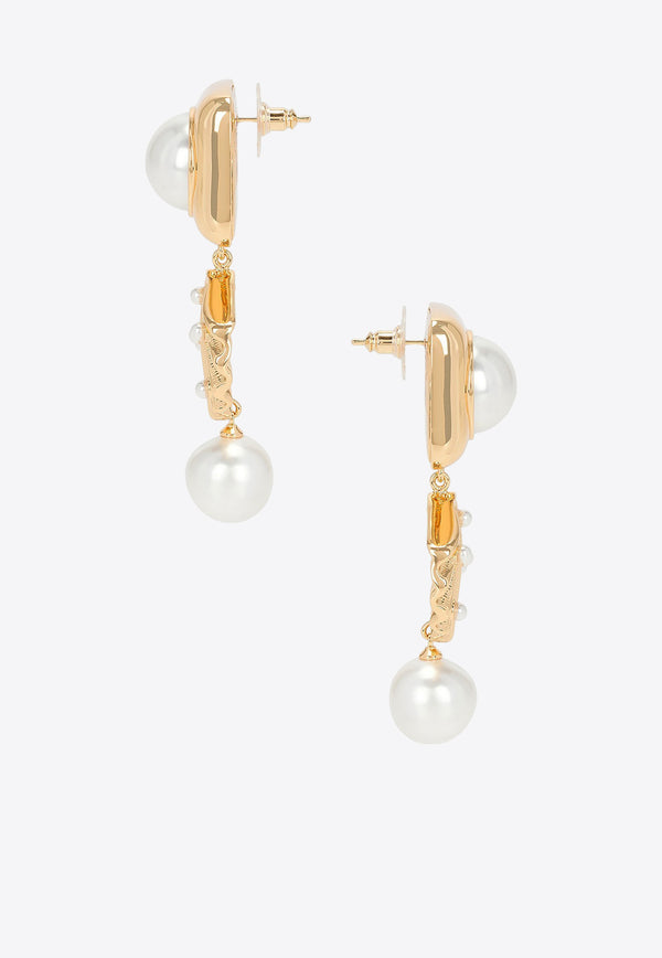 Self-Portrait Pearl Shell Earrings SS25-615E-GD_GOLD